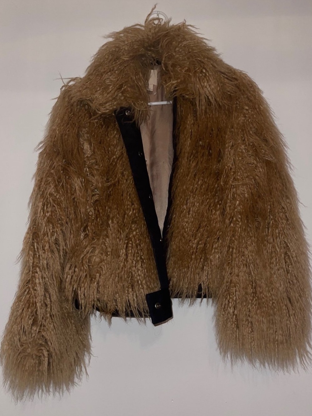 H&M Tan Faux Fur Cropped Jacket